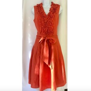 Jessica Howard Orange Ruffled Belted Dress